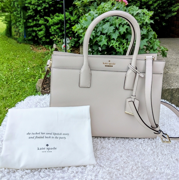 Kate Spade, Satchel/Crossbody Bag, Book Stripe Poly Twill Lining, & Duster Bag - Picture 2 of 16